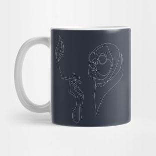 Women Smoke Line art Mug